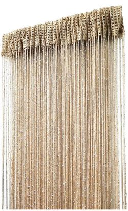 Gold Glitter String Fringe Curtain Panel
