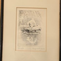 Original Artist Proof Etching "Narcissus" Puppy by Marguerite Kirmse ART
