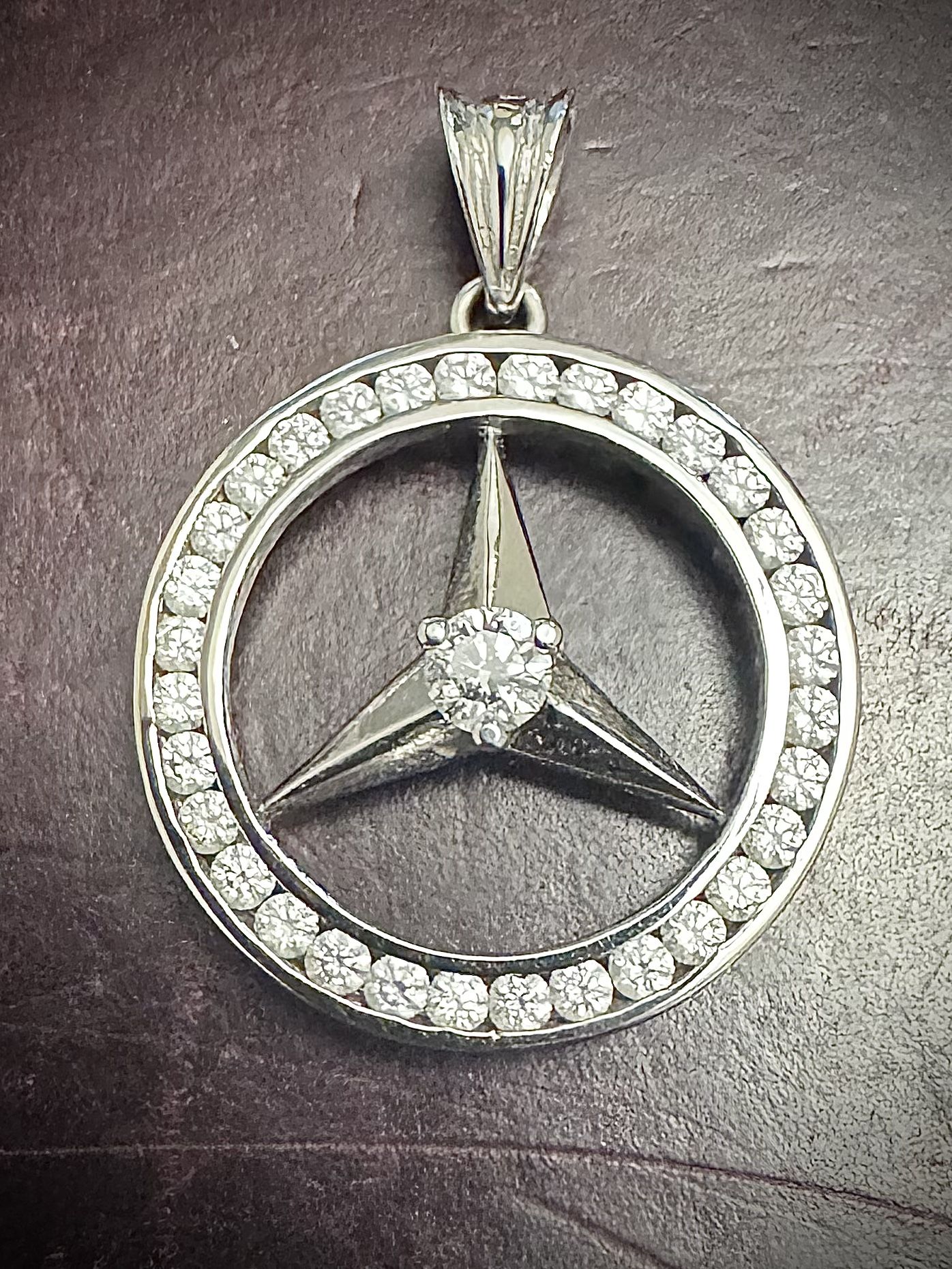 18kt White Gold Mercedes Emblem Pendant
