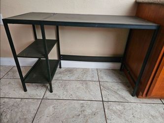 Black Metal Desk with Side Shelves