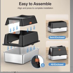 Black Cat Litter Box with Enclosure