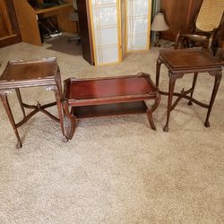 Vintage 3-Piece Living Room Table Set – Coffee Table & 2 Matching End Tables