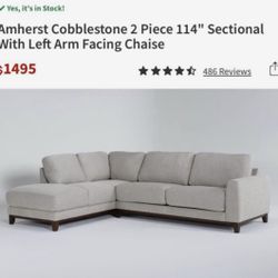 Left Chaise Sectional Grey Couch