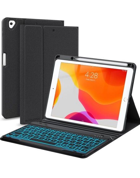 Keyboard Case for iPad 9th/8th/7th Generation 10.2 inch 2021/2020/2019, iPad Pro 10.5-inch Case with Keyboard,iPad Air 3 2019, 7 Color Backlit Removab
