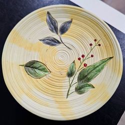 Hand painted wooden dish.