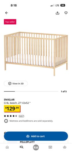 Sniglar crib in new condition
