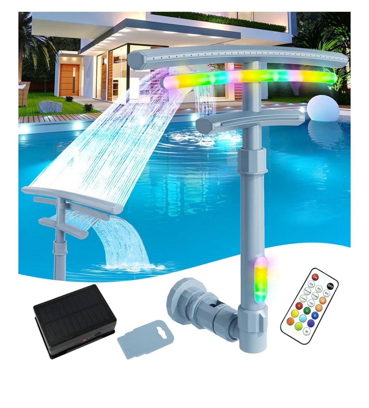 Waterfall Pool Fountain With Lights