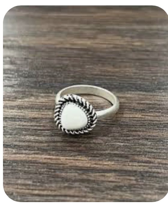 925 Vintage Sterling Silver Double Twisted White Agate  Ring Sizes 4