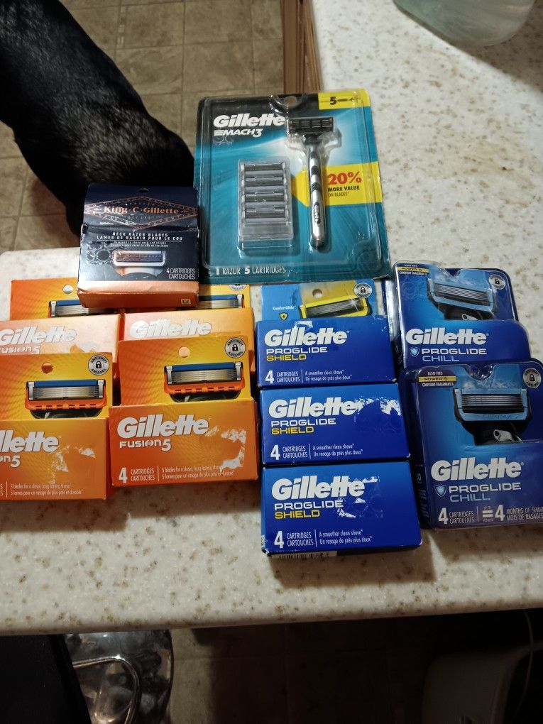 Gillette Razors Proshield, Fusion, Mach 3 Cartridges. 