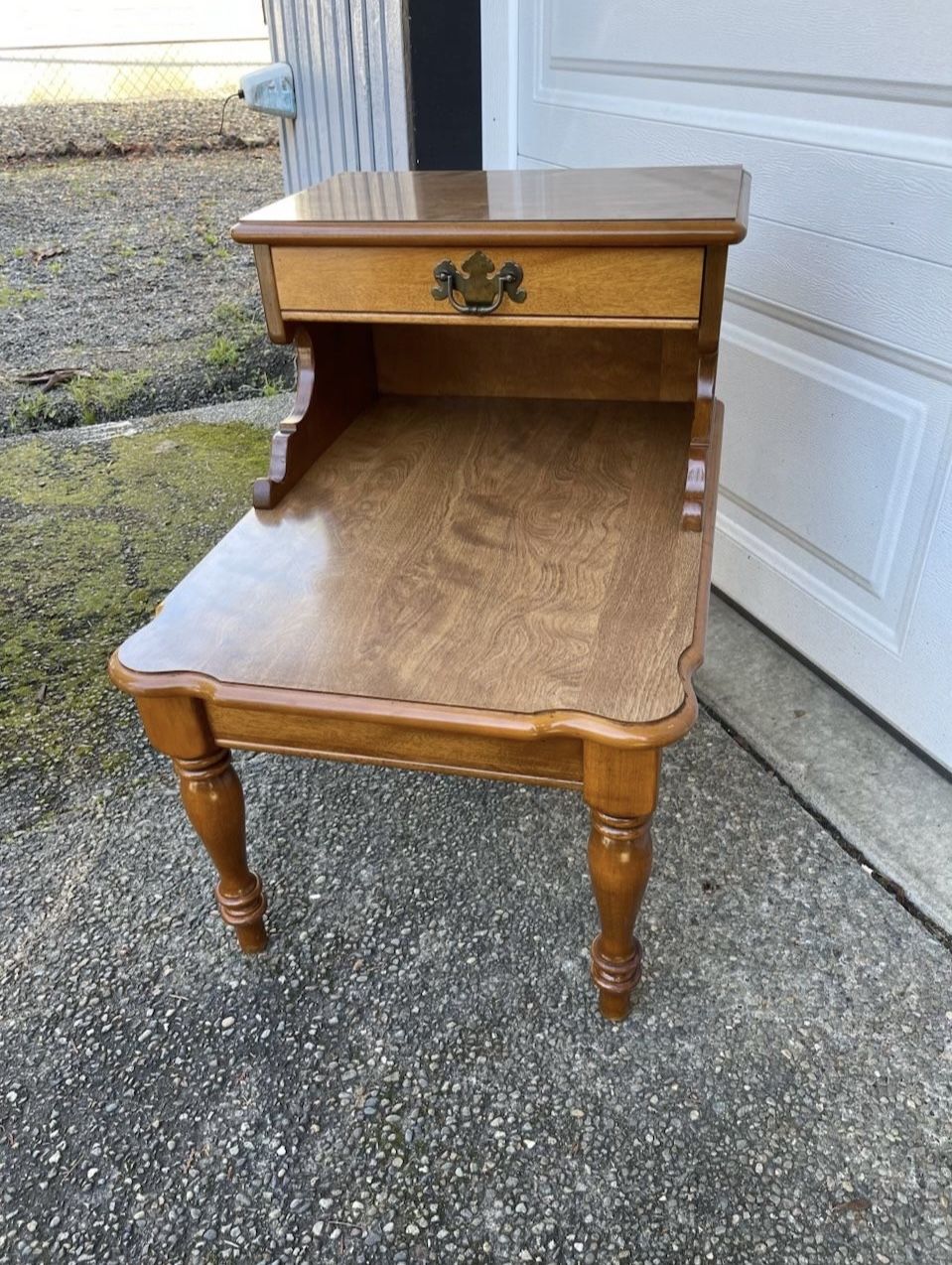 Ethan Allen Vintage 2 Tier Side End Table with Drawer