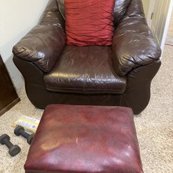 Leather Chair And Stool