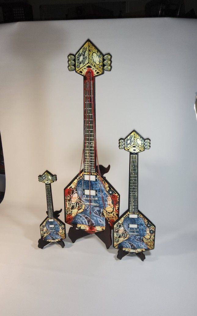 Mini laser cut guitars digital art pinup horror collectible stringed instrument musical