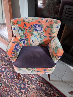 2  available . 1 velvet Tanya Petite Accent Chair in Orange by Anthropologie.