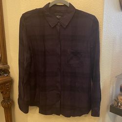 RAILS Women Purple Black Plaid Buttoned Long Sleeve Top Size Medium