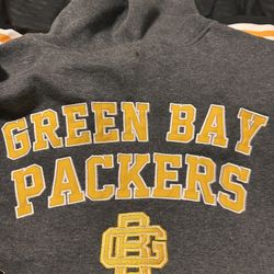 Green Bay Packers Charcoal Gray Embroidered Hoodie Large