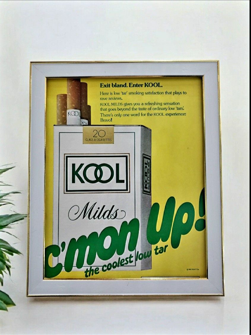 8x10 Framed Vintage Print for Kool Milds cigarettes, from the late 1970s