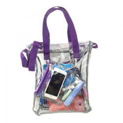 Clear Messenger Bag Heavy Duty See Through Tote Bookbag Transparent Work Bag Purple