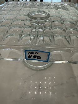 Vintage 10” Square scalloped rim CAKE PLATE, Hvy glass Exc Gorgeous!