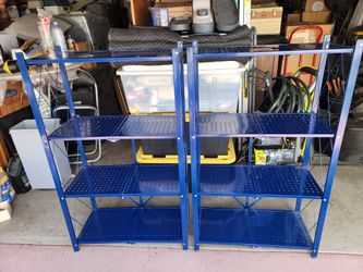 Blue Metal Folding Shelves