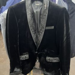 Barabas Suit Black Velvet With Crystals 44R