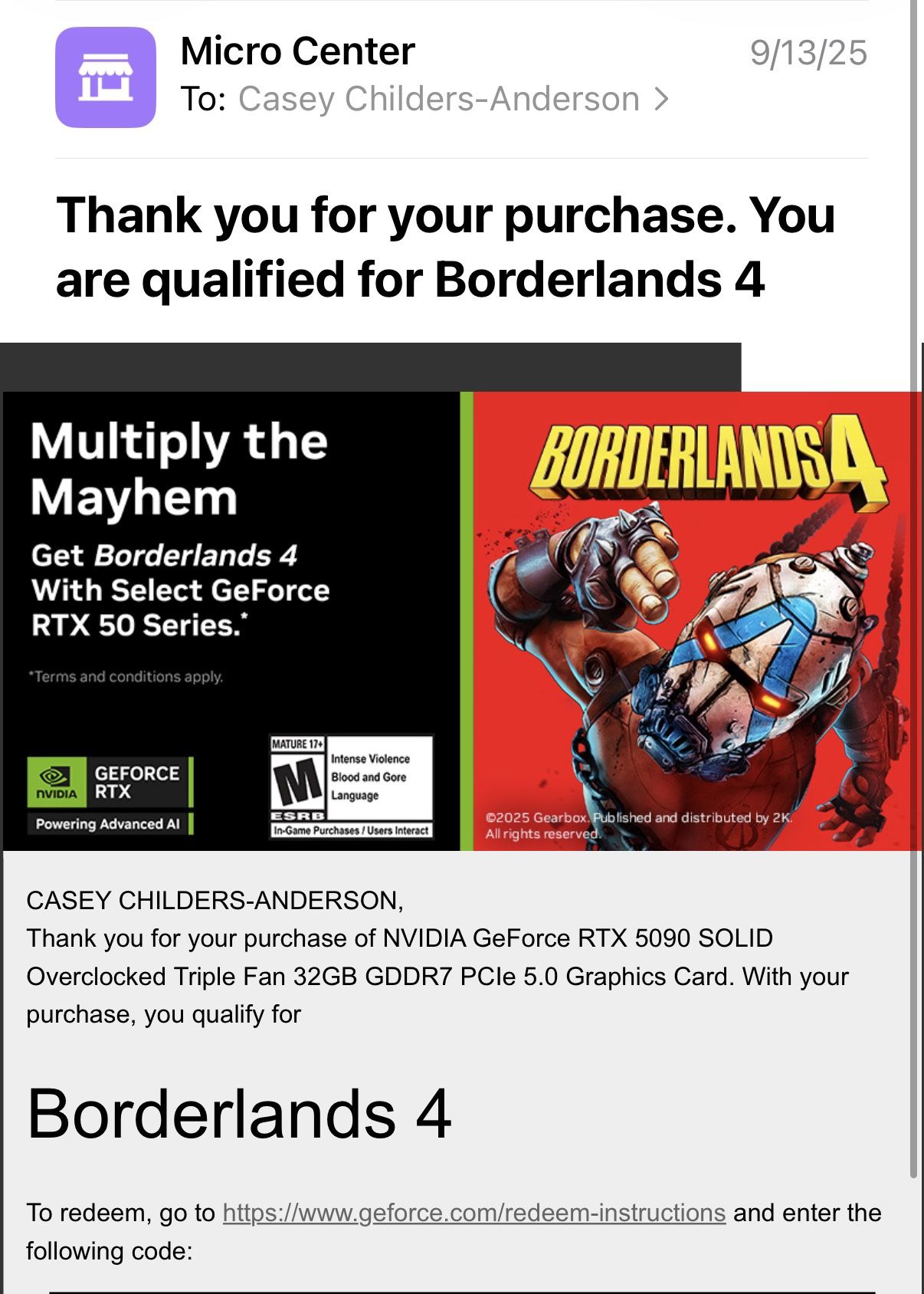 Borderlands 4 - NVIDIA Game Code