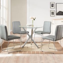 TABLE  WITH 3 WHITE CHAIRS 