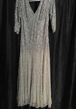 Silver dress with silver sequin lace dress