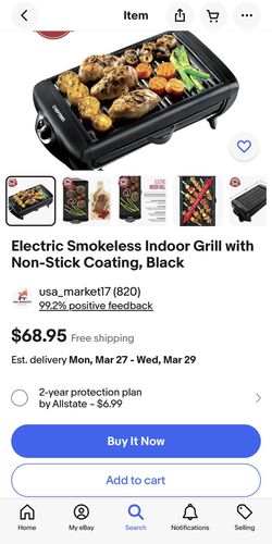Chefman Electric Smokeless Indoor Grill with Nonstick Coating