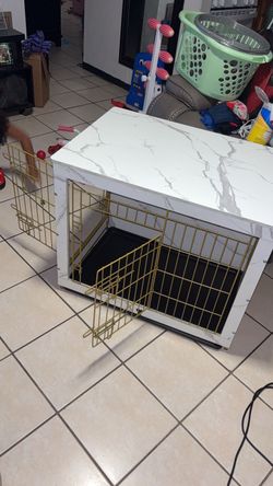 Dog cage Marble/white