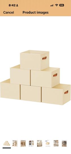 Brand new! 6 Pack Large Closet Storage Baskets Bins for Shelves, Collapsible Fabric Closet Organizers and Storage with Polyester Handles, Decorative B