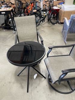 New assembled. Set of 2, All-Weather Outdoor Dining Chairs with High Back and coffee table
