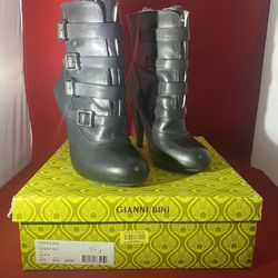 Gianni Bini Fur Lined Buckel Heeled Boots