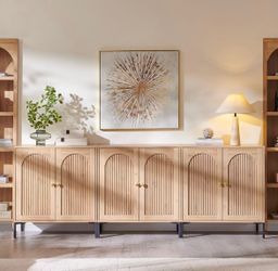 92.63" W Modern Arched Cabinet with Storage - Set of 3