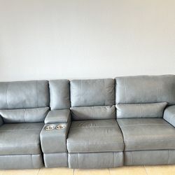 110” Wide Custom Leather Recliner City Furniture Couch 