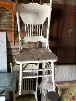 Pair Antique Chairs painted White No Arms