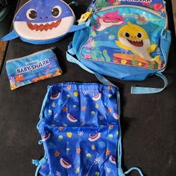 4 Piece Baby Shark Book Bag Set 