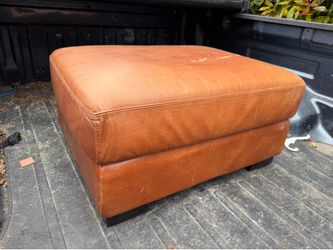 Real leather pottery, barn, ottoman