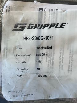 50 NEW Gripple HF3-S3/8G-10FT 3/8” Stud Hanger Kit 10FT