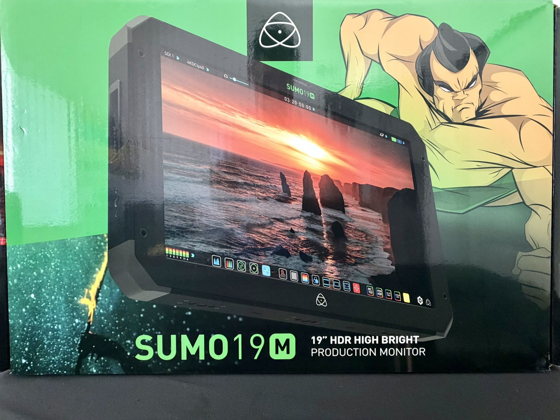 Atomos Sumo 19M Production Display Monitor With Mounting Brackets, Tripod, AC Cable, DC Cable, Original Manual, and Box (Cosmetic Damage, See Photos)