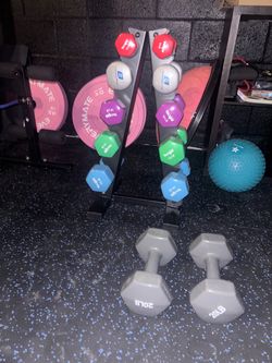 5-20 lb matching dumb bell set with storage rack