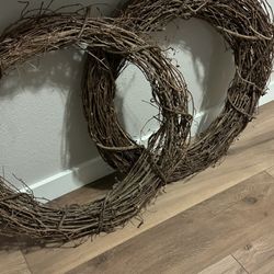 Two Large Grapevine Wreaths 24-26” Sold As As A Set 