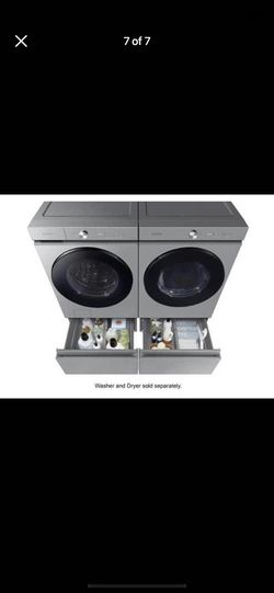 Samsung BESPOKE 27 Silver Steel Laundry Pedestal with Storage Drawer