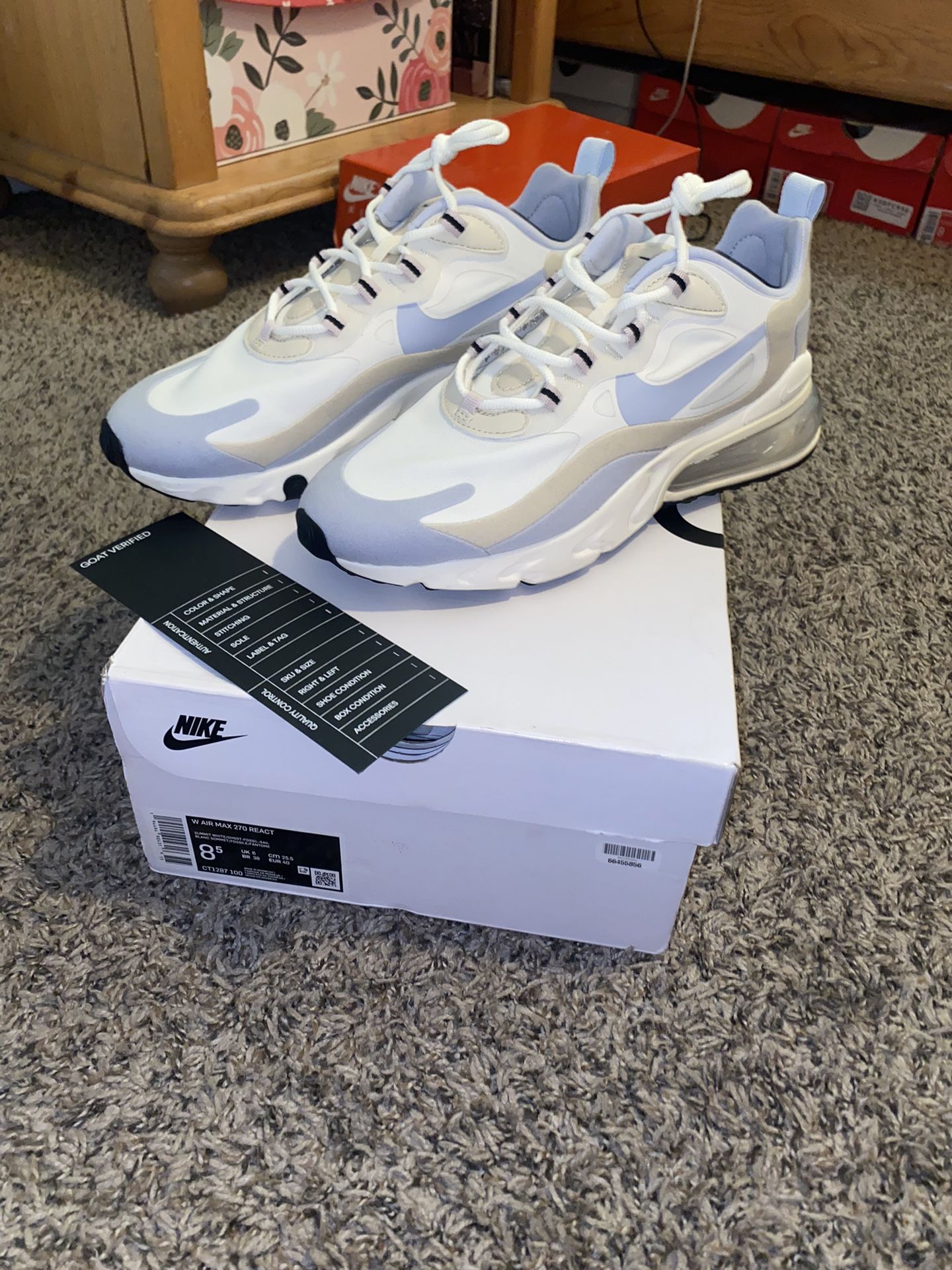 Shoes Nike 270 React Goat Nike Air Max 270 React White Fossils