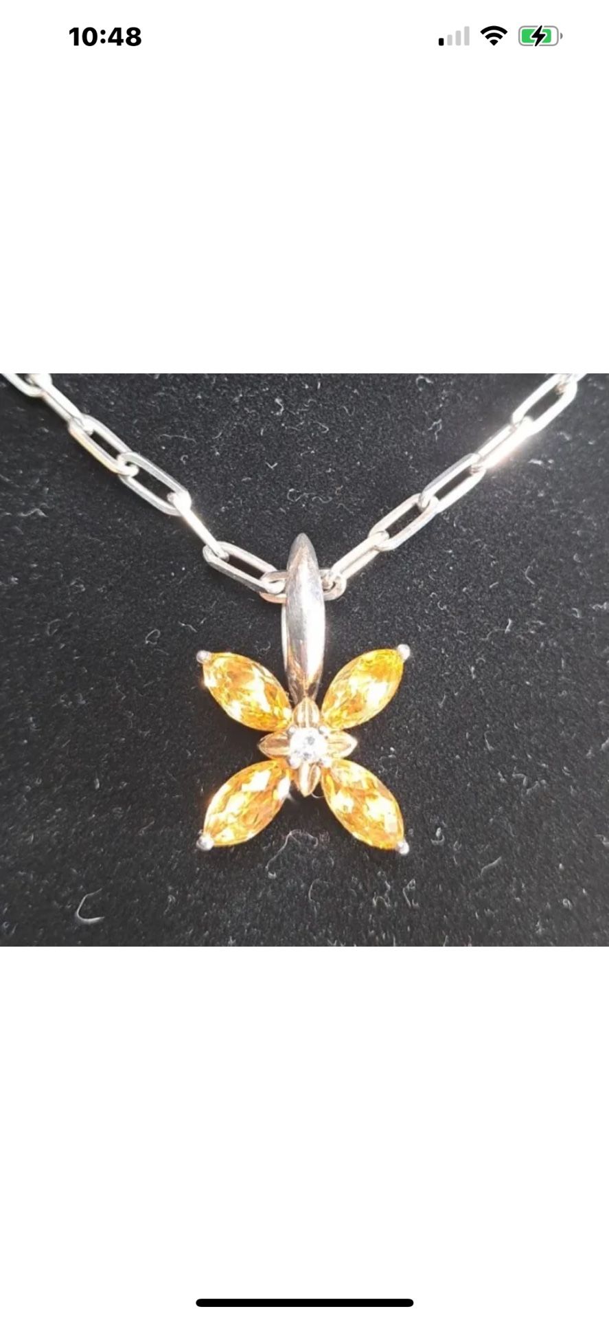 Ann King Citrine Flower 925 and 18k Pendant And Chain