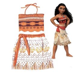 Moana Dress And Flower Clip Set
