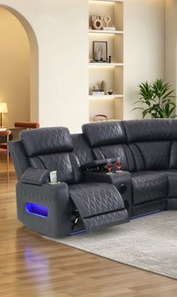 Sectional with Power Reclining Seats & Bluetooth Speakers