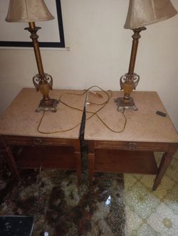 End table antique lamps