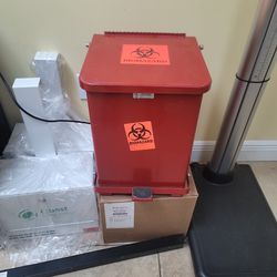 Biohazard Trash Bin w/bags $70 obo