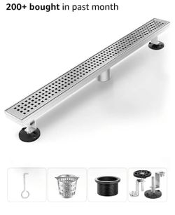 4443: Sealed New Linear Shower Drain 24 Inch Brushed Nickel,Bathroom Shower Floor Drain
304 Stainless Steel, Modern, with Grate Removable&Adjustable L