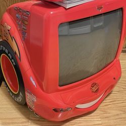 ****LIMITED EDITON*****Disney Pixar Cars Lightning McQueen 13" Color CRT TV DVD No Remote 